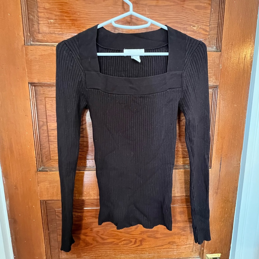 H&M Square Neck Black Knit Sweater